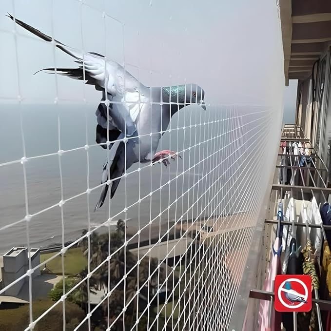Balcony pigeon safety nets installed on high floor